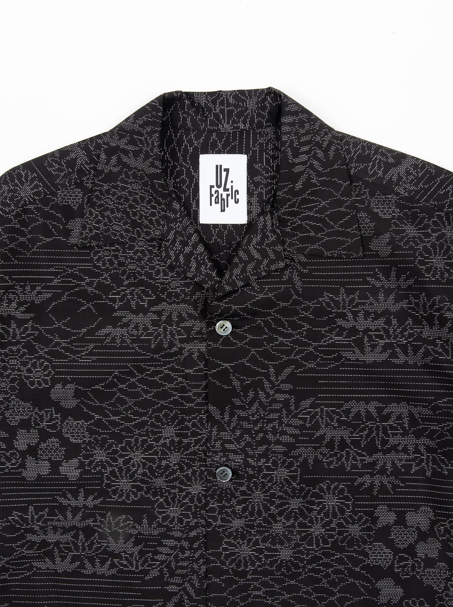 植物柄・大島紬｜半袖ハオリシャツ_L – UZ Fabric